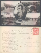 Robert Burns and Ayr landmarks Valentine's Series 1923 postmark Famous Places