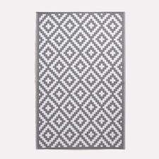 Outdoor Waterproof Recycled Plastic Rug 180x270cm Reversible Grey/White