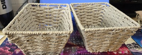 Small grey wicker baskets - 2,