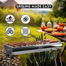Folding BBQ Charcoal Barbecue Grill Steel Stainless Garden Picnic Camping Stove