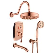 Delnet Antique Shower System Concealed Brass Rose Gold Shower Mixer Set 8 Inch W