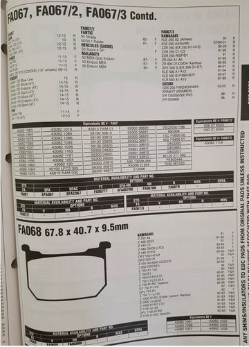 Fa068 brake pads - pads, kawasaki