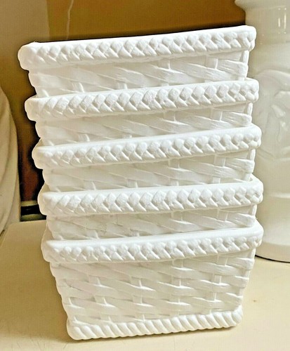 White basket weave plastic - white,