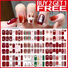 Christmas Nail Stickers Semi Cured Gel Nail Stickers UV Lamp Required Gel Wraps