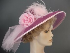 Handmade Kentucky Derby hat, church wedding hat, sinamay wide brim hat, formal 