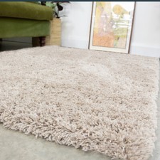 Modern Thick Beige Shaggy Living Room Bedroom Durable Super Soft Fluffy Shag Rug