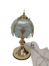 Vintage Princess House Small Table Lamp Floral Glass Shade Gold Base UNTESTED