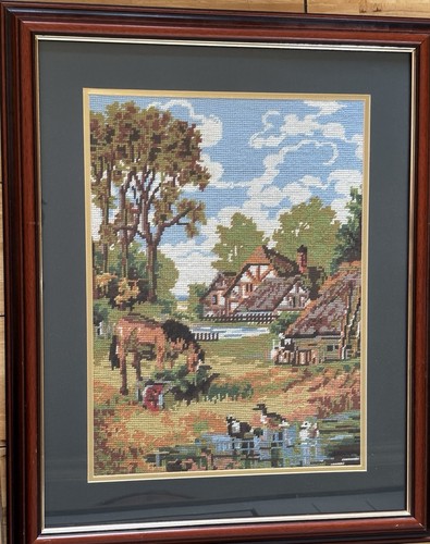Vintage framed cross stitch - stitch, /