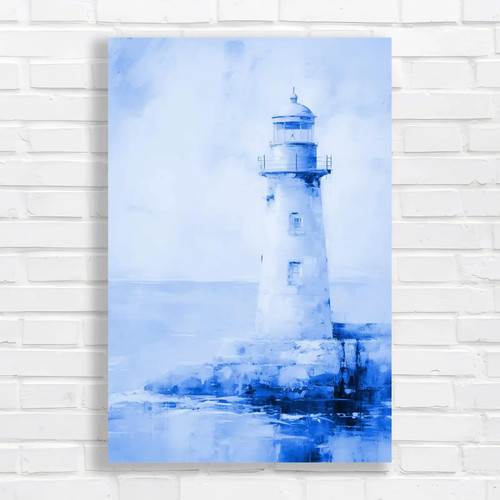 Serene lighthouse blue canvas - serene,