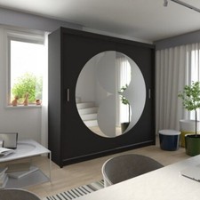 Wardrobe round mirror sliding - round,