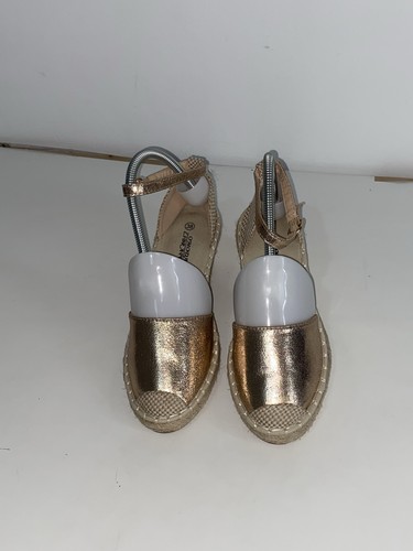 Gold metallic espadrille - gold,