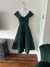 Vintage Monsoon Twilight Dark Green Silk long ball gown dress size 12