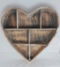 Rustic Shabby Chic Wooden Heart Shaped Wall Shelf Unit