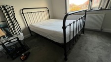 Black Metal Double Bed Frame by Feather and Black (Oliver Bed) With Mattress.