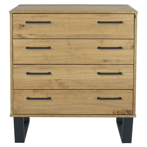 Pine black metal 4 drawer - metal,