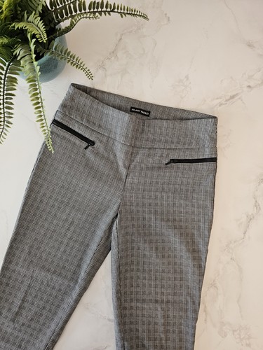 Black white check slim leg - &white,