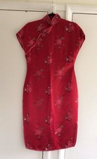 Vintage Traditional Red Chinese Dress  PEONY BRAND SHANGHAI CHINA Size 36