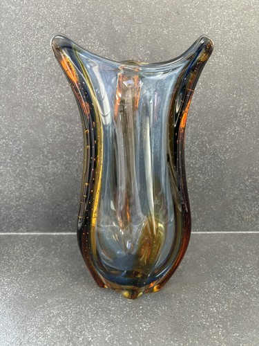 Vintage bohemian glass vase - vintage,