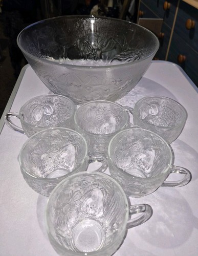 Large glass punch bowl with - punch,