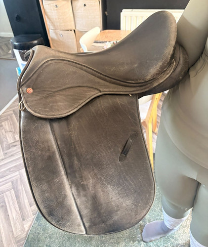Black leather dressage saddle - leather,