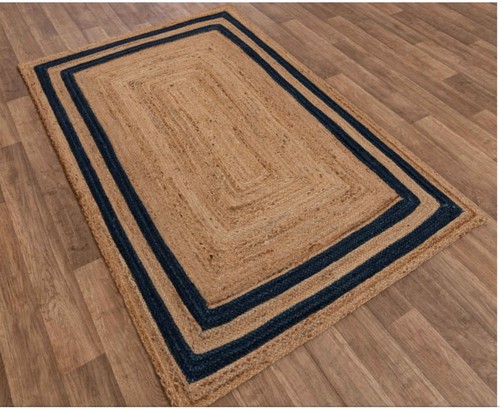 Handmade jute rug black line - handmade,