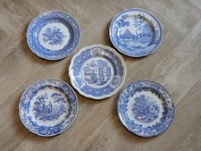 Set of Five Spode Blue Room Collectors Plates Rome Regency Pagoda Rural Scenes