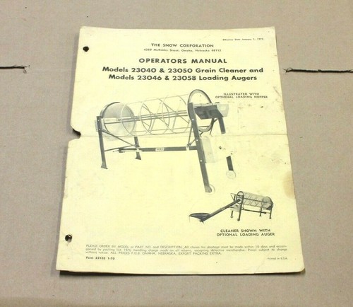 Operators manual for snow - operators,