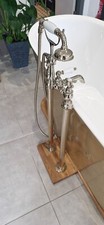Heritage Glastonbury Vintage Gold/ White Bath Shower Mixer Tap with Gold Pipes