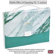 A4 Expanding File 13 Pocket Document Organiser Folder Marble Effect Green