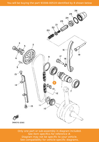Yamaha bearing 93306 00519 - yamaha, 93306-00519