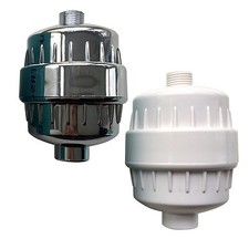 In Line Shower Filter in Chrome or White for Chlorine and Heavy Metal Removal
