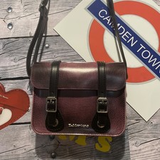 + Dr. Martens 7 Inch Distressed Leather Crossbody Bag Black & Fondant Pink vgc