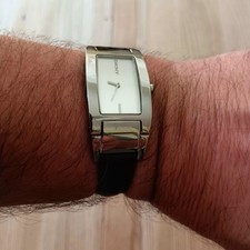 Mens DKNY Dress Watch  Stainless Steel Case With Leather Strap New Battery