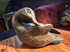 Heavy brown duck sculpture - duck,