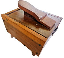 Vintage Wooden Shoe Shine Box Footrest Handle Storage Compartment