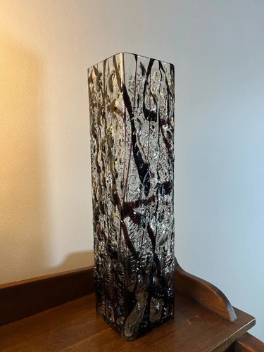Large tall square glass - , vase