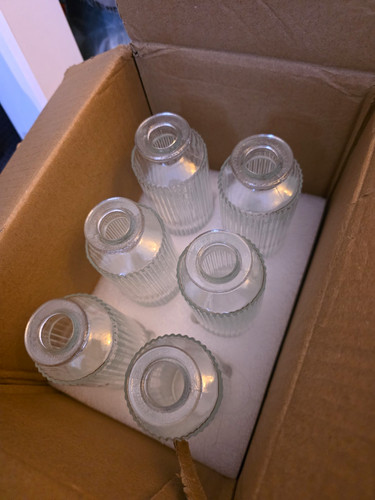 Set ribbed clear glass - of, 6