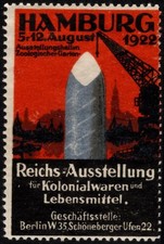 1922 Germany Poster Stamp Imperial Exhibition For Colonial Goods And Foodstuffs