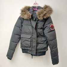 SuperDry Everest Explorer Coat UK10 Womens Black Fur Hood Puffer Parka WRCD