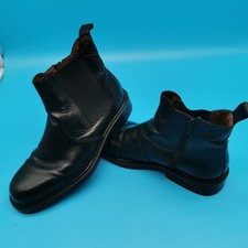 Henley Men's Black Leather Ankle Boots Size 42 Wide Fit Zip Chelsea Style Pre-Ow
