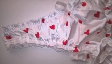 Sexy White Satin / Love Hearts Women's Panties Knickers Sissy CD TV  32 - 44" +