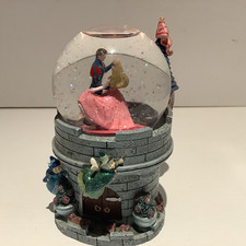 Disney Snow Globe Sleeping Beauty Castle Aurora Dances With The Prince Rare