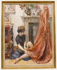 George Butler (1904-1999) - Framed 1964 Oil, The Seamstress