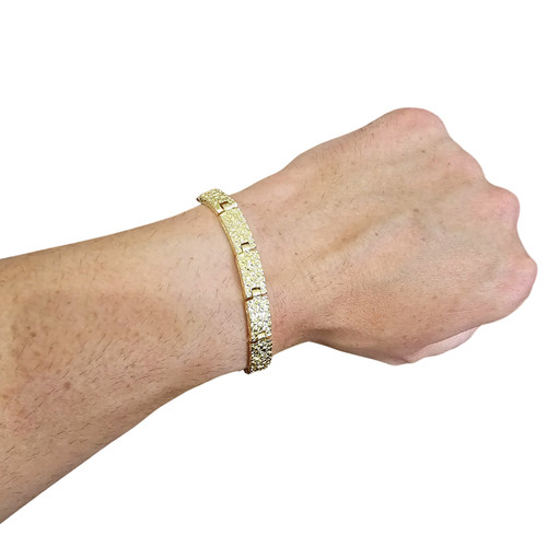 Mens nugget bracelet 14k gold - mens,