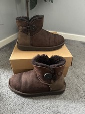 Used VGC Ugg Mini Bailey Buttons Boots - UK4 EU37 - Chocolate Brown