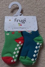 Frugi Grippy Socks 2PK Fjord Green Geese UK6-8 Infant BNWT