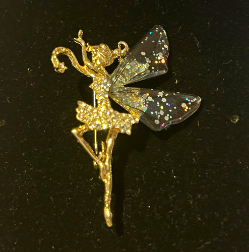 Gold tone fairy brooch - fairy,