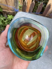 Vintage Murano Style Glass Bowl Ashtray Art Glass Candy Dish