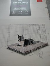 Pets at Home Double Door Folding Collapsible Dog Pet Black Crate Large 42" 107cm