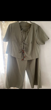 soft khaki green trouser suit